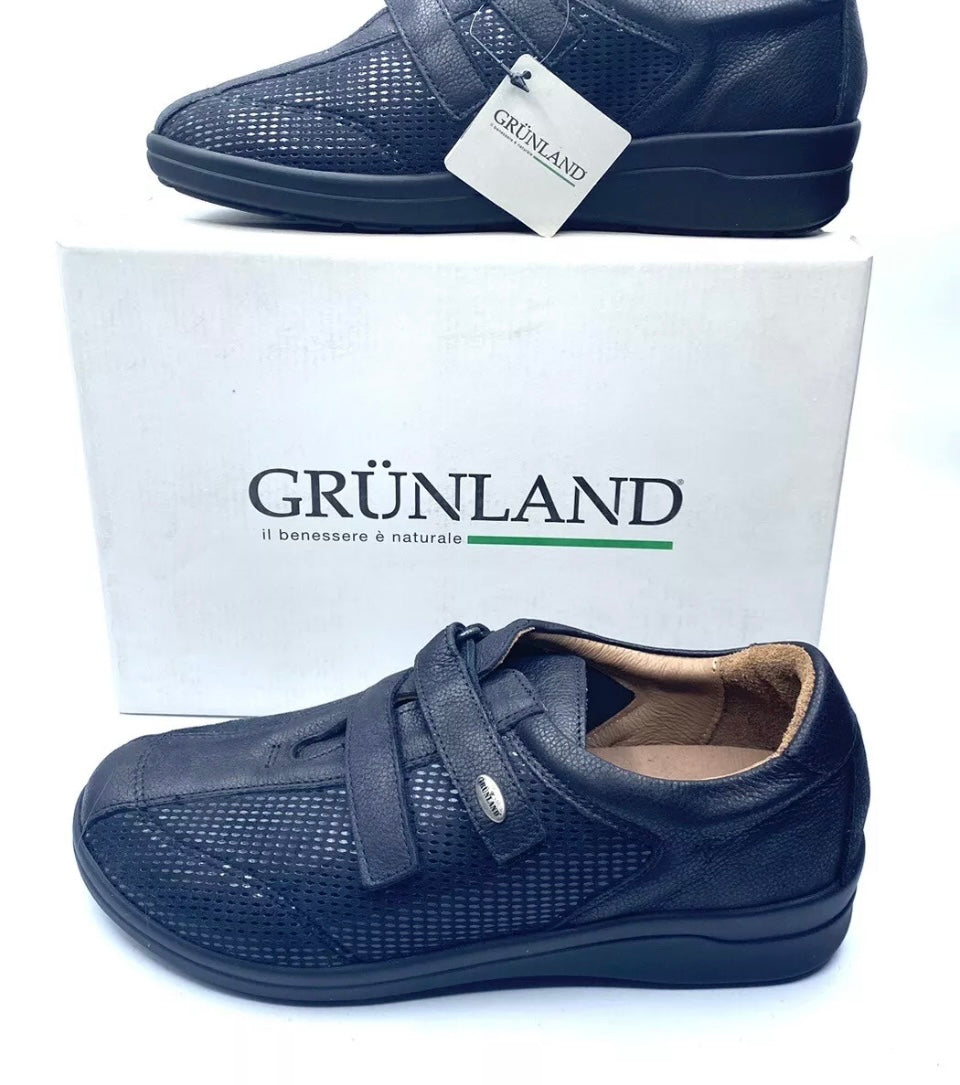 GRUNLAND SNEAKERS COMFORT IN PELLE E STAMPATA NERO