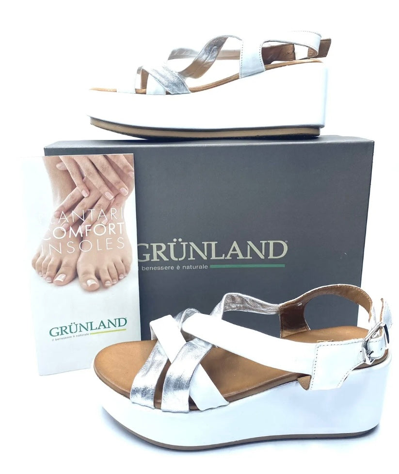 GRUNLAND SANDALO DONNA BIANCO/ARGENTO