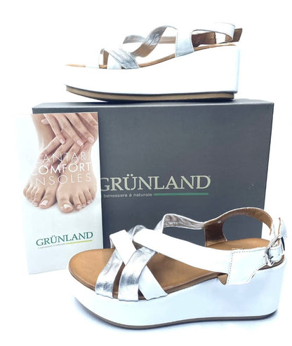 GRUNLAND SANDALO DONNA BIANCO/ARGENTO