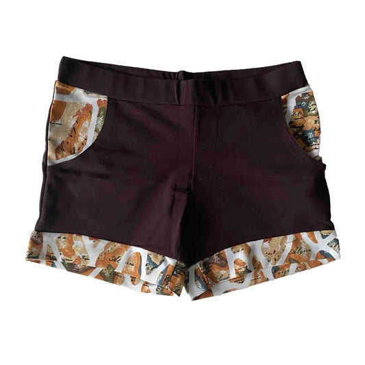 ALVIERO MARTINI 1^ CLASSE PANTALONCINI DONNA MARRONI CON BORDI FANTASIA