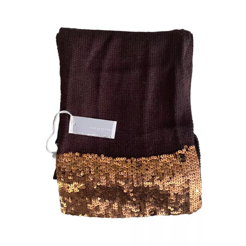 NANNINI SCIARPA MISTO LANA MARRONE CON STRASS DONNA
