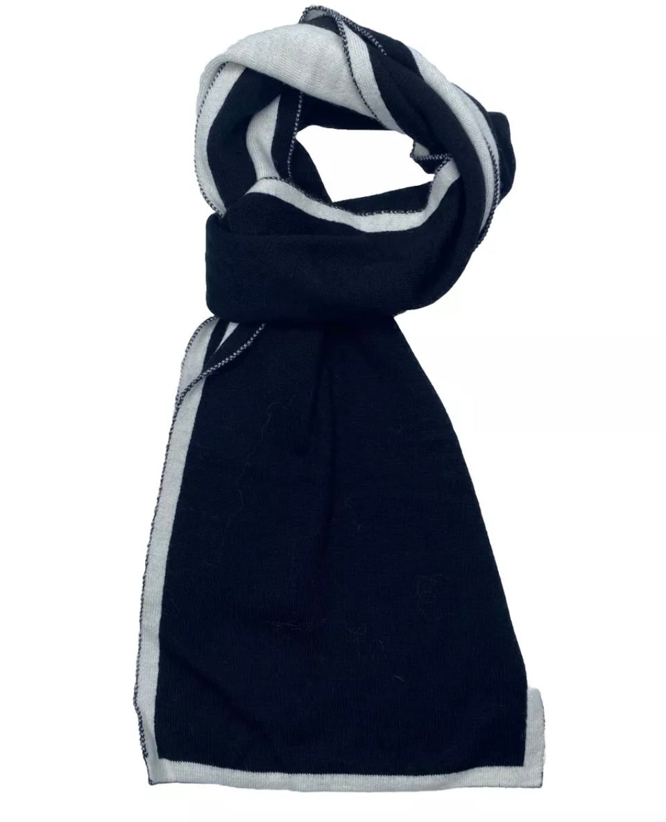 NANNINI SCIARPA MISTO LANA BIANCO/NERA REVERSIBILE UNISEX