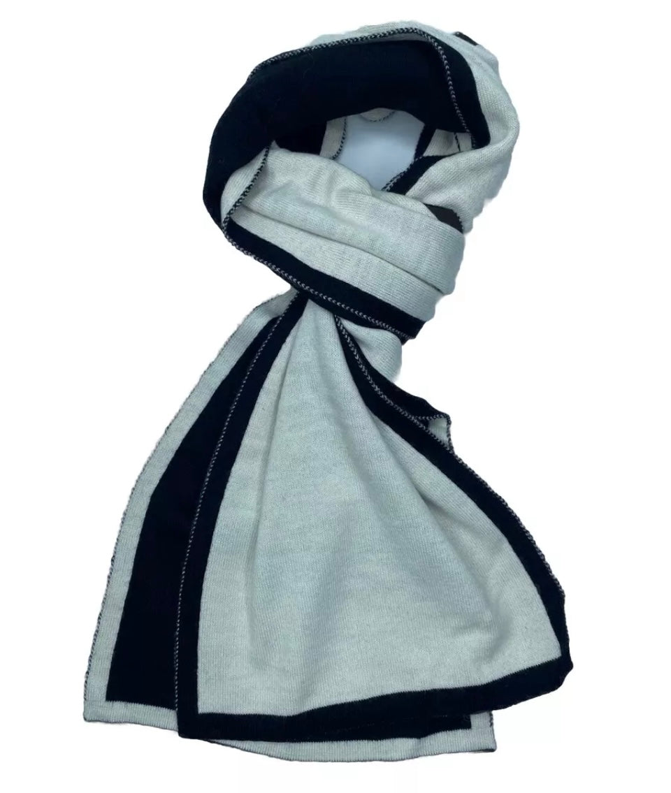 NANNINI SCIARPA MISTO LANA BIANCO/NERA REVERSIBILE UNISEX