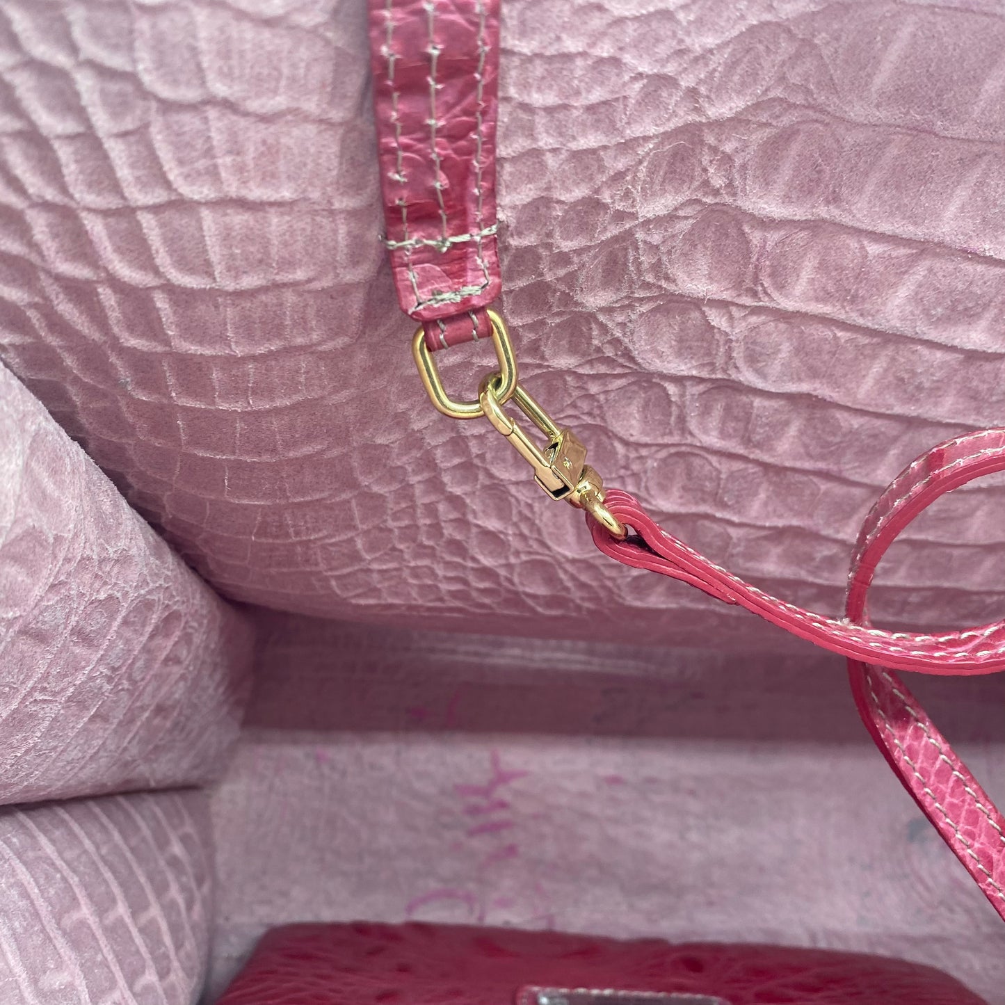 Minelli Renato Borsa Luggage Rosa In Pelle Stampa Cocco