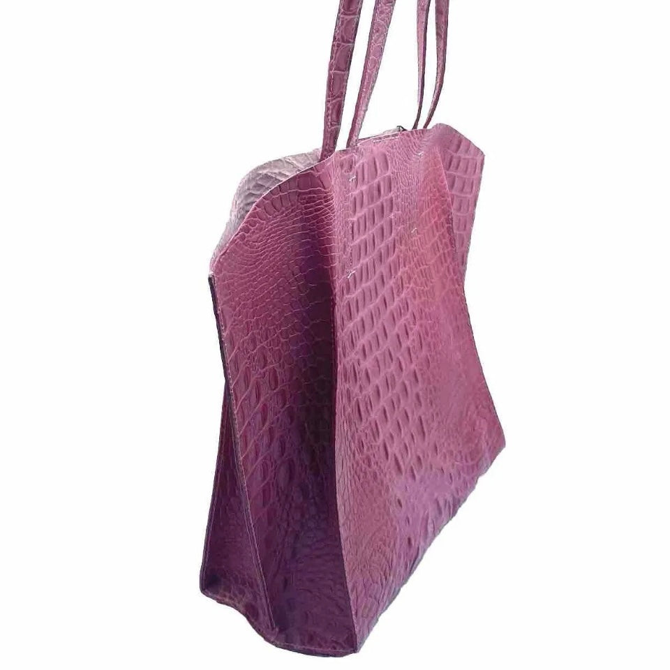 Minelli Renato Borsa Luggage Rosa In Pelle Stampa Cocco